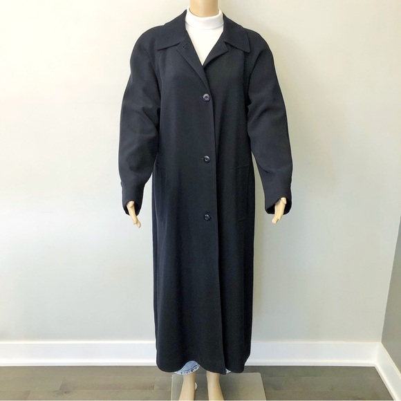 Vintage 90s Oversized Minimalist Navy Baggy  Long Jacket Trench Coat. Large - Picture 1 of 16
